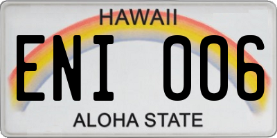HI license plate ENI006