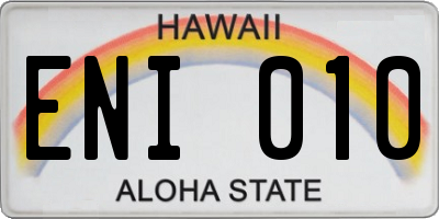 HI license plate ENI010