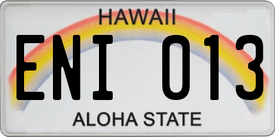 HI license plate ENI013