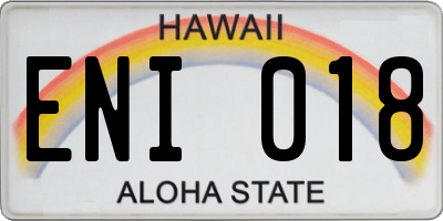 HI license plate ENI018