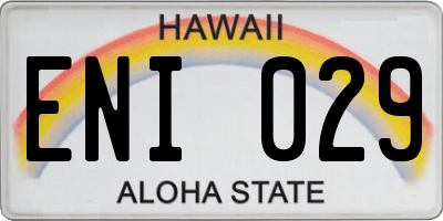 HI license plate ENI029