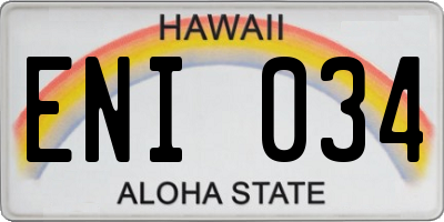 HI license plate ENI034
