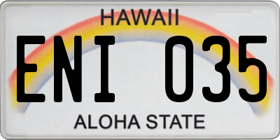 HI license plate ENI035