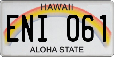 HI license plate ENI061