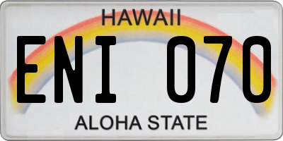 HI license plate ENI070