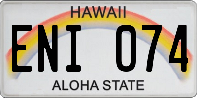 HI license plate ENI074