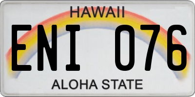 HI license plate ENI076