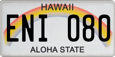 HI license plate ENI080