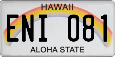 HI license plate ENI081