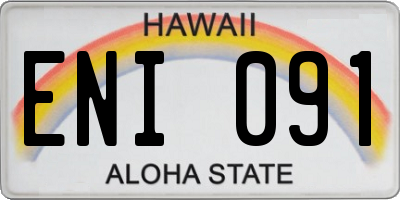 HI license plate ENI091