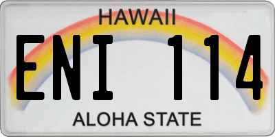 HI license plate ENI114