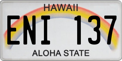 HI license plate ENI137