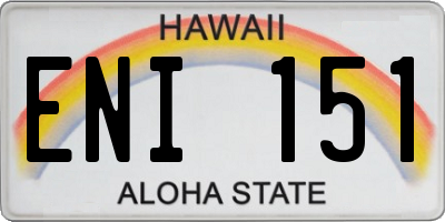 HI license plate ENI151