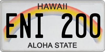 HI license plate ENI200