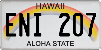 HI license plate ENI207