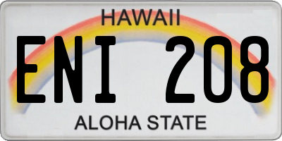 HI license plate ENI208