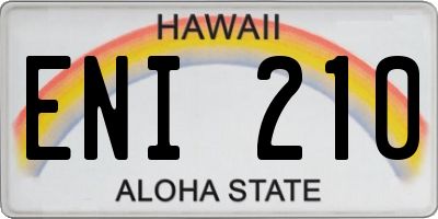 HI license plate ENI210