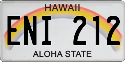 HI license plate ENI212