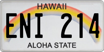 HI license plate ENI214