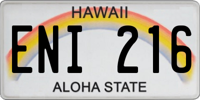 HI license plate ENI216
