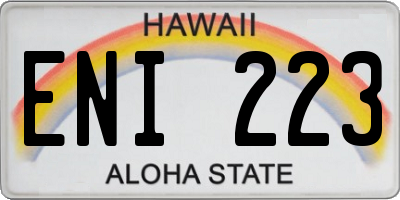 HI license plate ENI223