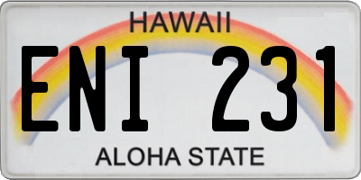HI license plate ENI231