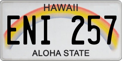 HI license plate ENI257