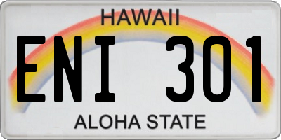 HI license plate ENI301