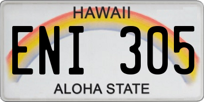 HI license plate ENI305