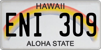 HI license plate ENI309