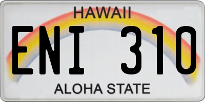 HI license plate ENI310