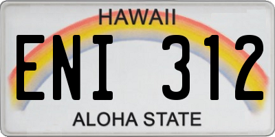 HI license plate ENI312