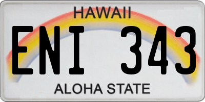 HI license plate ENI343