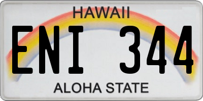 HI license plate ENI344