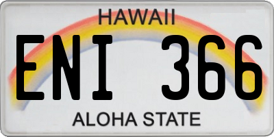 HI license plate ENI366