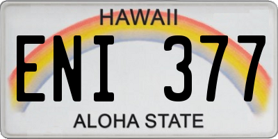 HI license plate ENI377