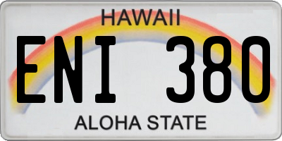 HI license plate ENI380
