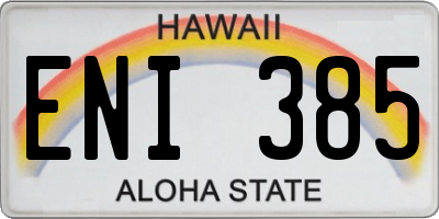 HI license plate ENI385