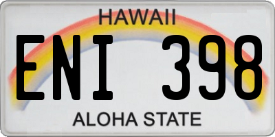 HI license plate ENI398