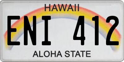 HI license plate ENI412