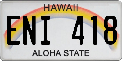 HI license plate ENI418