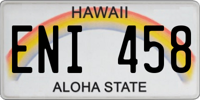 HI license plate ENI458