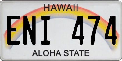 HI license plate ENI474