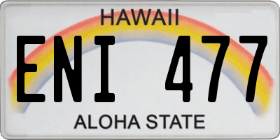HI license plate ENI477