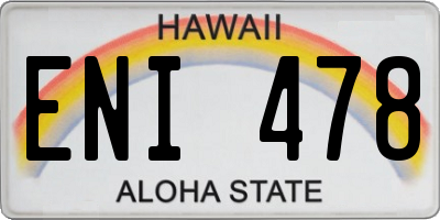 HI license plate ENI478