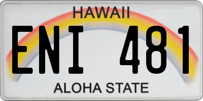 HI license plate ENI481