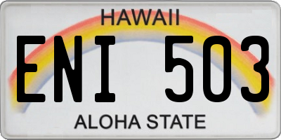HI license plate ENI503