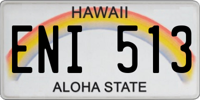 HI license plate ENI513