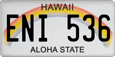 HI license plate ENI536