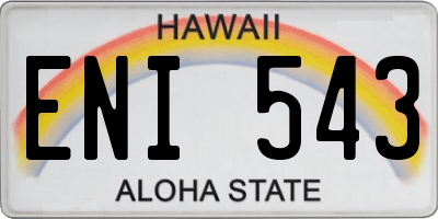 HI license plate ENI543